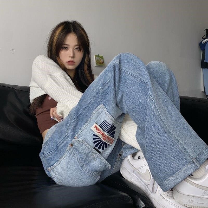 Novyy Moda Nova moda Jesen Niche Design Sense Retro Street Pockets Gradient Washed ...